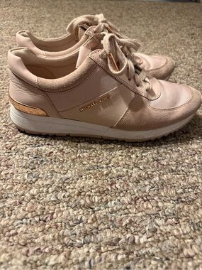 Michael Kors Women's Blush/Gold Lace-Up Sneakers